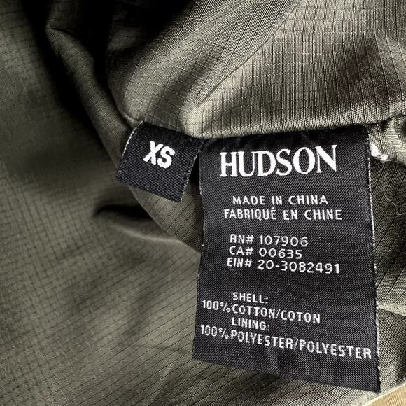 HUDSON Route Field Jacket Cropped Zip Snap Button Green XS Cotton Lined Pockets - Picture 6 of 9